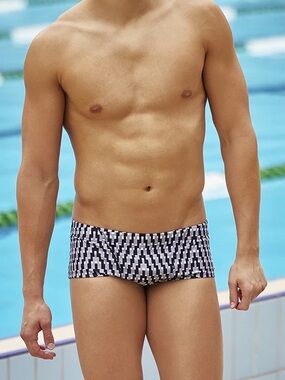 Funky Trunks Dark Night. Men's Black & White Geometric Swim Trunk